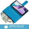 thumbnail image 5 of Compatible with Metro TCL Ion X/Ion V/40Z T607DL Wallet Phone Case and Tempered Glass Screen Protector Flower Faux Leather Flip Credit Card Holder Stand Zipper Cell Cover for T430W 2023 Women Blue, 5 of 8
