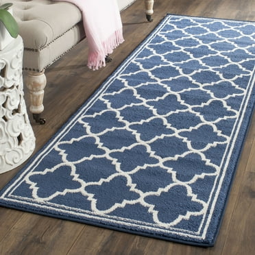 SAFAVIEH Amherst Trina Geometric Runner Rug, Navy/Beige, 2'3" x 9'