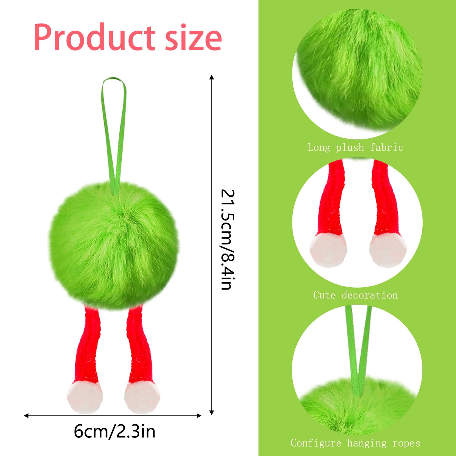 24 Pcs Christmas Ornaments 2 Inch Pom Pom Ball Hanging Decoration Fuzzy Fluffy Christmas Ornaments for Xmas Tree Home DIY Craft Party Decor