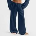 thumbnail image 2 of UVEASISHA Linen Summer Pants for Women Flowy Low Rise Wide Leg Sweat Pants 2025 Baggy Streetwear Hipster Pants Navy S, 2 of 10