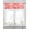 thumbnail image 2 of Geometric Red Stripes Linen Curtain Valance for Bedroom/Bathroom/Kitchen/Office/Living/Dining Room Window,Pure Color Country French Style Rod Pocket Topper Decorative Cafe Drapes Panel 42"x12", 2 of 6