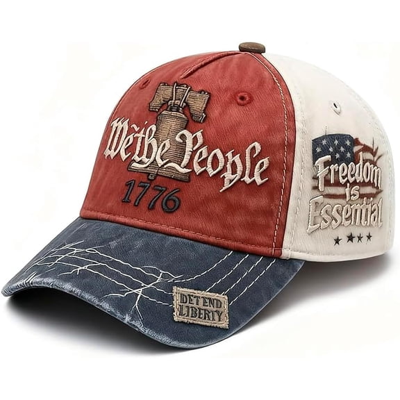 USA 250th Anniversary Hat, Adjustable 250th Anniversary Printed Patriotic Baseball Caps, Tribute Retro Washed Hat