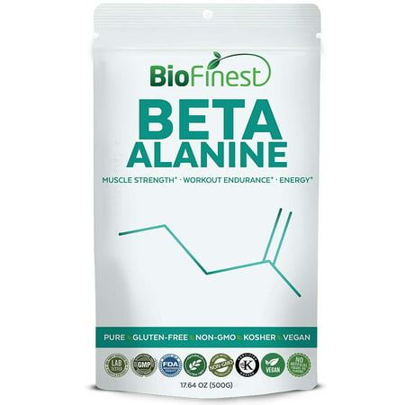 Biofinest Beta Alanine Powder - Pure Gluten-Free Non-GMO Kosher Vegan Friendly - Supplement for Muscle Strength, Workout Endurance, Athletic Performance, Energy (500g)