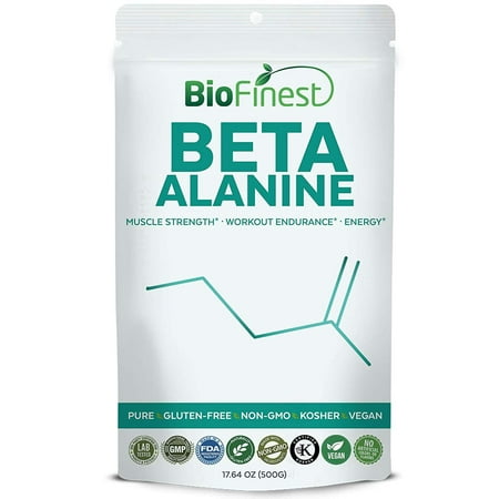 Biofinest Beta Alanine Powder - Pure Gluten-Free Non-GMO Kosher Vegan Friendly - Supplement for Muscle Strength, Workout Endurance, Athletic Performance, Energy (500g)