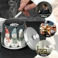 thumbnail image 4 of Yayeee Ashtray with Lid for Cigarette Smokeless Stainless Steel Home Ash Holder, Green Snowmen, 4 of 7