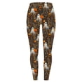 thumbnail image 4 of Costeam Womens Halloween Ghost Floral Print Leggings High Stretch Workout Yoga Pants Soft Casual Full Length Trousers Elastic Waist Slim Fit Athletic Daily Wear Base Long Pants, 4 of 5