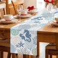 thumbnail image 5 of Coastal Seahorse Table Runner 72 Inches, Nautical Beach Ocean Shells Starfish Bed Runner Dresser Scarves Tabletop for Indoor Outdoor Parties/Ceremony/Banquet, 16" x 72", 5 of 9