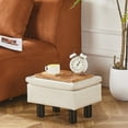 thumbnail image 3 of IVV Low Upholstered Ottoman with Storage in Beige Linen, Modern Multifunctional Footrest Side Table with Solid Wood Legs, 15.9"L x 12"W x 9.8"H, 3 of 6