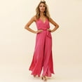 thumbnail image 3 of Pants for Women Wide Leg Pants Strap V-Neck Sling Halter Jumpsuit Sexy Women's Slit Trousers, 3 of 6