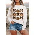 thumbnail image 2 of Women's Beige Leopard Print Bow Knot Pullover Sweatshirt | [ZhiHiMeRi] | (US 20-22)2XL, 2 of 7