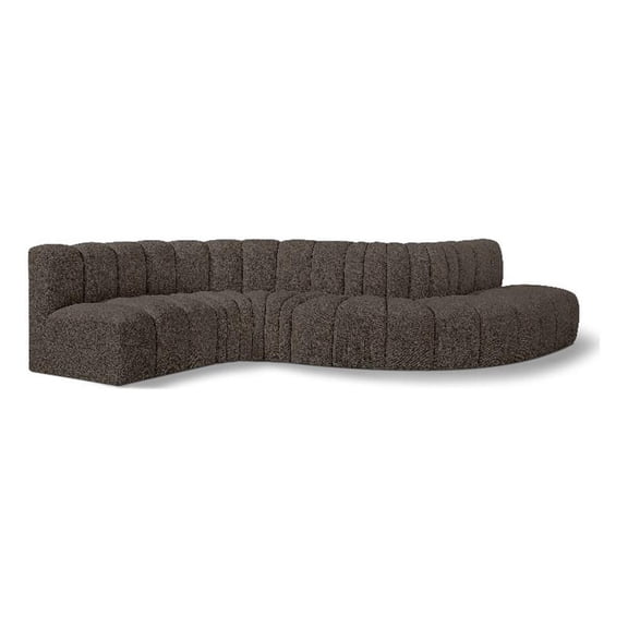 Meridian Furniture Arc Brown Boucle Fabric Modular Sectional