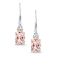 thumbnail image 2 of Gem Stone King 4.64 Ct Peach Nano Morganite White Created Sapphire 925 Silver and 10K Yellow Gold Earrings, 2 of 4