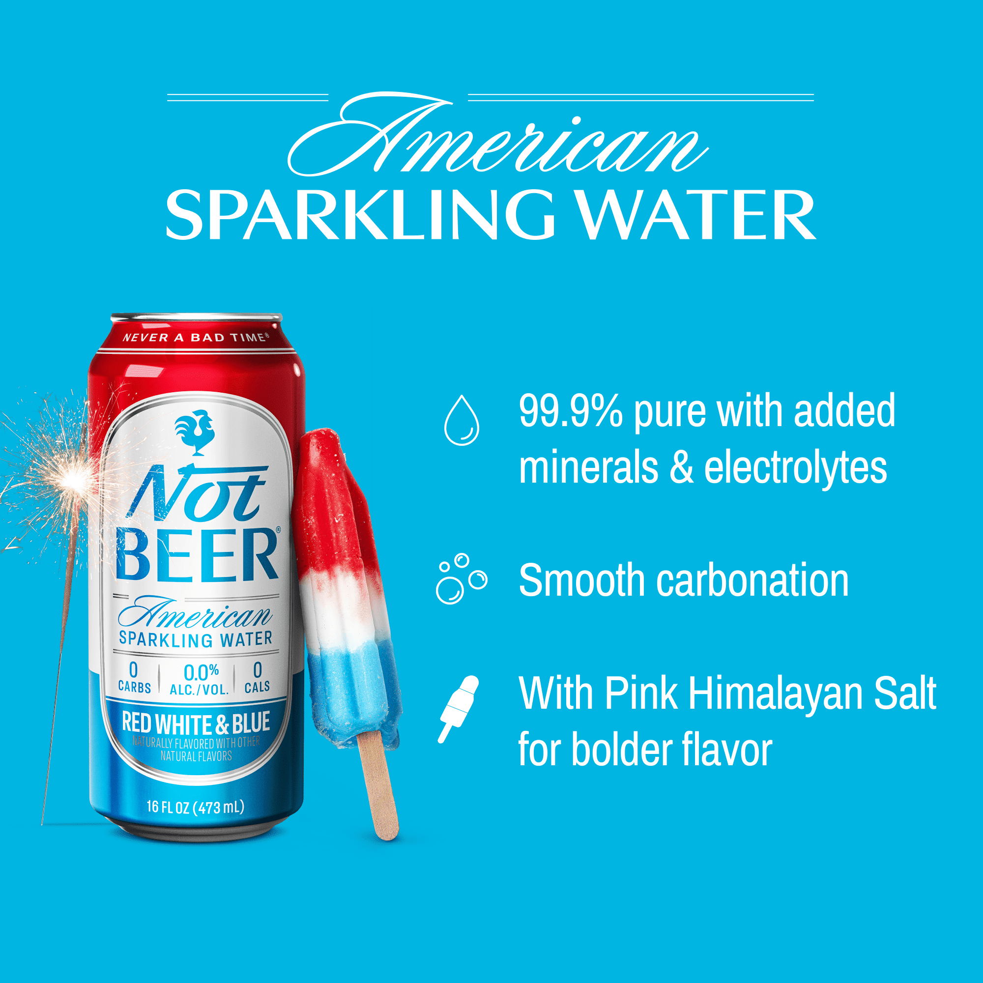 (Pack Of 3) Not Beer Water Sparkling Red White Blue 8 Pack 128 Fo