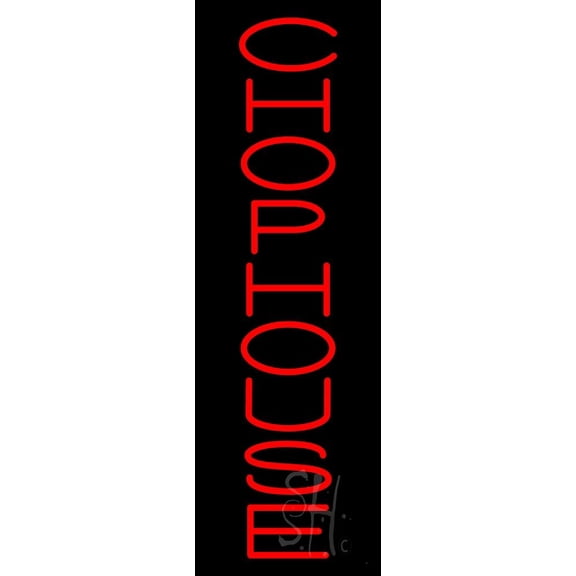 Vertical Chophouse LED Neon Sign 12" Tall x 37" Wide, Clear Edge Cut Acrylic Backing, with Dimmer - Bright and Premium built indoor LED Neon Sign for restaurant window and interior decor.