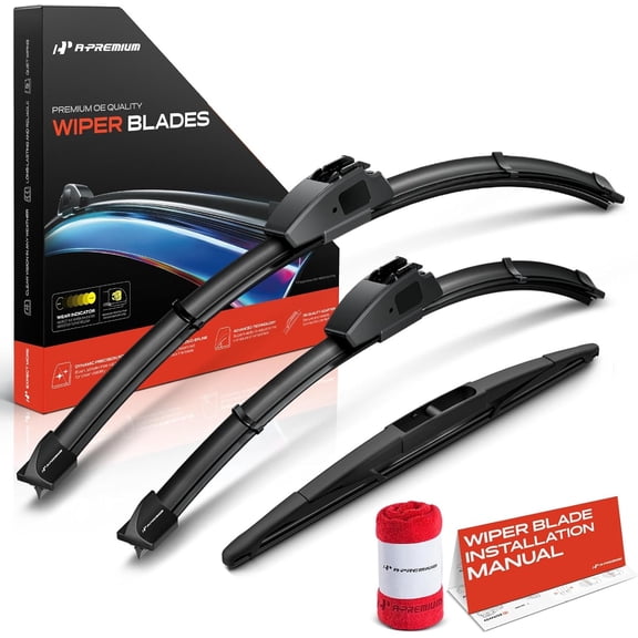 A-Premium 24"/18"/12" Windshield Wiper Blades Compatible with Nissan Pathfinder 2005-2012, Xterra 2005-2015 - Front Rear Wipers Blade Set for Hook/RL3, with Wear Indicator & Towel (Pack of 3)