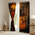 thumbnail image 3 of jejeloiu Music Instrument Guitar Blackout Curtains,Red Chair Hat Curtains Pack of 2 (38x45 Each),Retro Wooden Cabin Window Curtains For Men Women,Microfiber Bedroom Decor, 3 of 6