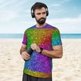 thumbnail image 4 of Wukai Colorful Glitter Print Men's Short-Sleeved Mesh T-Shirt,Quick-Dry Short Sleeve Workout T-Shirt-X-Small, 4 of 8