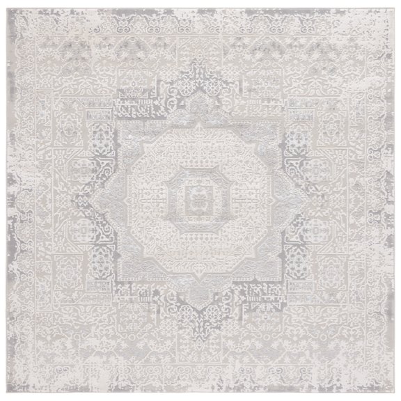 SAFAVIEH Hanna Lynna Diamond Area Rug, Ivory/Light Grey, 6'7" x 6'7" Square