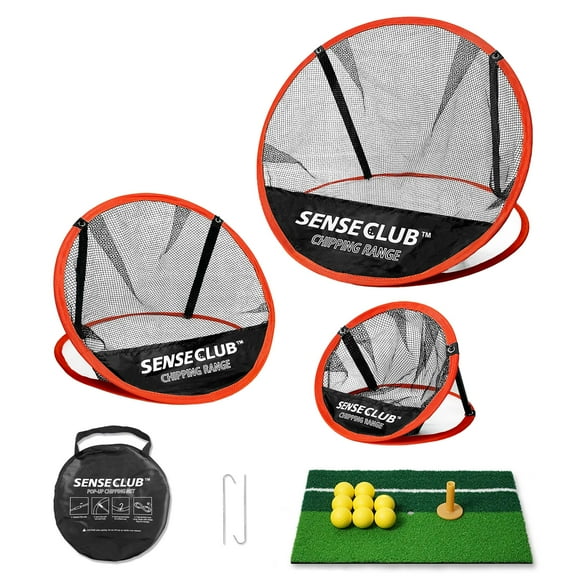 Red de golf SENSECLUB para interiores y exteriores con alfombrilla y pelotas