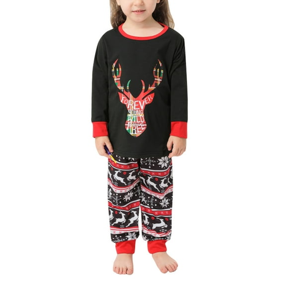 Seyurigaoka Parent-Children Christmas Pajamas, Tops with Splicing Pants/Jumpsuit