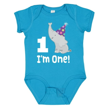 

Inktastic Babys 1st Birthday Elephant Zoo Animal Gift Baby Boy or Baby Girl Bodysuit