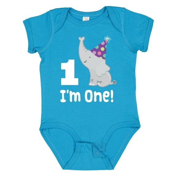 Inktastic Babys 1st Birthday Elephant Zoo Animal Boys or Girls Baby Bodysuit