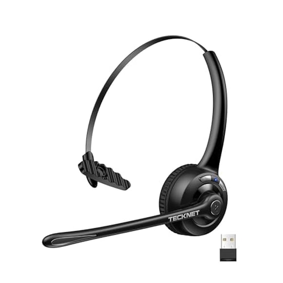 Auriculares inalámbricos TECKNET, auriculares Bluetooth con micrófono con cancelación de ruido para camionero, auriculares inalámbricos manos libres con micrófono silencioso