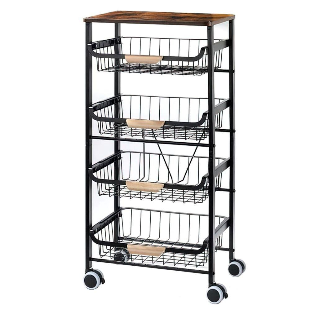 UBesGoo Kitchen Storage Rolling Cart, 5Tier Metal Wire Basket Shelf