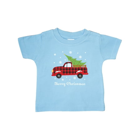 

Inktastic Plaid Vintage Christmas Truck Gift Baby Boy or Baby Girl T-Shirt