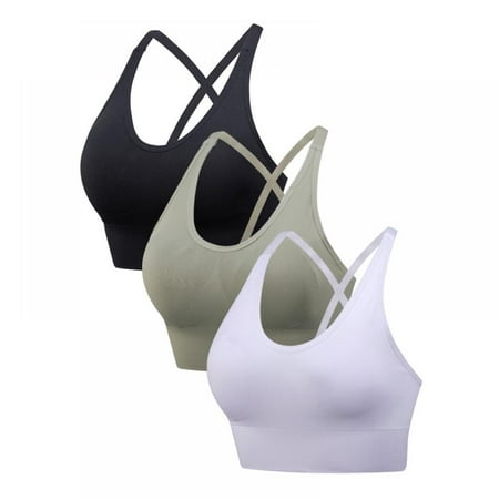

3Pcs Women High Impact Sports Bras Criss Cross Back Sexy Running Bra for Women
