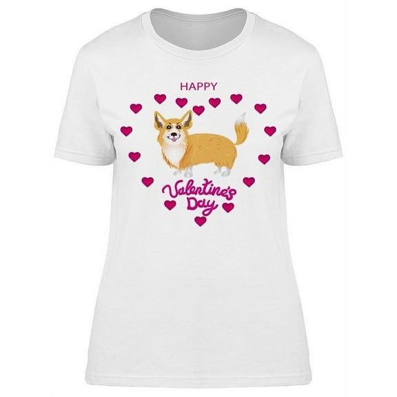 Valentines Day Corgi T-Shirt Women -Image by Shutterstock, Female Small