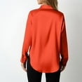thumbnail image 3 of Otntypg Satin Blouses for Women Silk Button Down Shirts Dressy Casual Long Sleeve Shirt Elegant Ladies Business Office Work Tunic Tops Orange M, 3 of 7