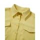 thumbnail image 4 of VISgogo - Traje de 2 piezas para mujer, camisa de manga larga con botones y cuello vuelto de color sólido + pantalones cortos con cordón elástico VISgogo moda, 4 of 9