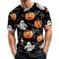 thumbnail image 2 of Mens Halloween Shirts Bat Candy Print Crew Neck Funny Tops Skeleton Graphic Short Sleeve Spooky Scary Costumes S, 2 of 6
