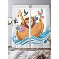 thumbnail image 3 of Cartoon Animals Sheer Curtains 84 Inch Long 2 Panels, Lion RescueBoat in Ocean Light Filtering Rod Pocket Semi Sheer Curtains, Sheer Voile Drapes for Living Room Bedroom, 52"x84", 3 of 5