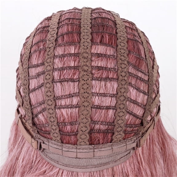 Wig with Bangs, Wigs for Women, Golden Head Dyed With Long Curly Hair Straight Bangs Whole Wig Headband