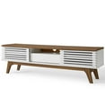 thumbnail image 1 of Media TV Stand Console Table, Wood, Brown Walnut White, Modern Contemporary Urban Design, Living Lounge Room Hotel Lobby Hospitality, 1 of 10