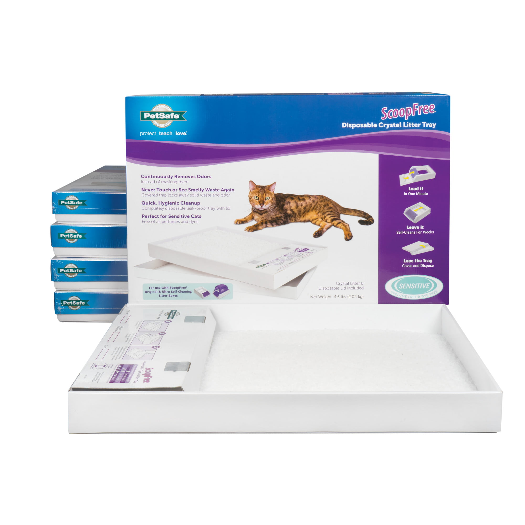PetSafe ScoopFree Self-Cleaning Cat Litter Box Tray Refills Non-Clumping Crystal Cat Litter 6-Pack 
