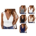thumbnail image 2 of Camisetas sin mangas con cuello en V, blusa sin mangas de encaje, transpirable, elegante, casual para citas, compras, 2 of 5