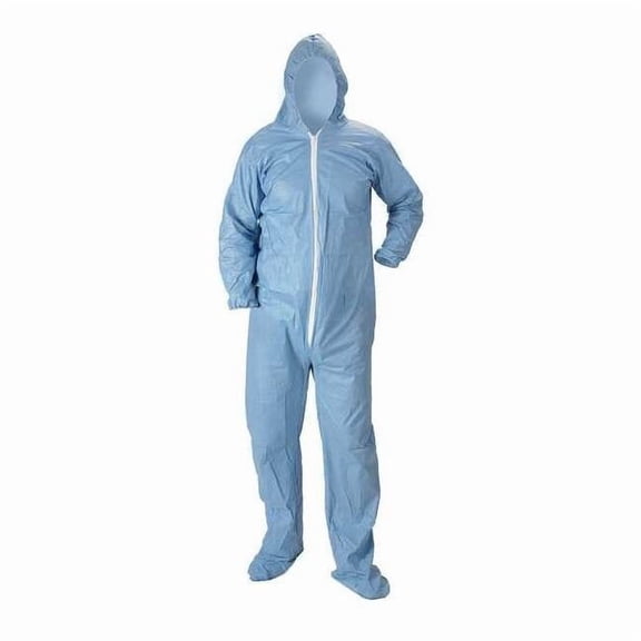 Lakeland Flame-Resistant Hooded Coverall, L, Blue, Pyrolon(R) Plus 2 07414-LGB