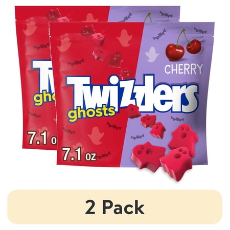 (2 pack) TWIZZLERS Ghosts Cherry Flavored Chewy, Halloween Candy Bag, 7.1 oz