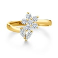 thumbnail image 2 of Gem Stone King 18K Yellow Gold Plated Silver White Moissanite Flower Open Ring for Women (0.53 Cttw, Gemstone Birthstone, Size 5), 2 of 3