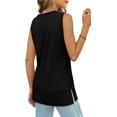 thumbnail image 5 of Camisetas sin mangas de verano para mujer, cuello redondo, informales, dobladillo lateral, ajuste holgado, 5 of 5