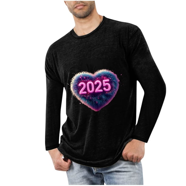 Blusas y camisas de manga larga con cuello redondo para hombre, deportivas, fitness, hogar, pijamas navideños estampados, camiseta de manga larga con cuello redondo, blusa de poliéster para hombre