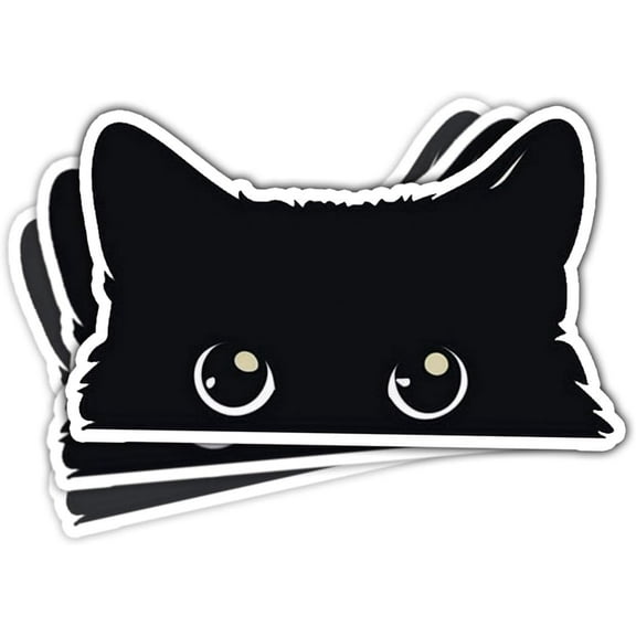 (3Pcs) Peeking Sneaky Cat Sticker, Cute Black Cat Meme Sticker Car Decal Bumper Stickers, Kitty Vinyl Stickers - Stickers for Laptop Water Bottle Phone Car Window Helmet 3 Inches