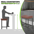 thumbnail image 3 of Magshion 26.5" Upholstered Counter Bar Stool Set of 2, Backless PU Leather Saddle Seat Barstools for Kitchen Island, Metal Frame, Brown, 3 of 8