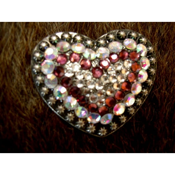 4 Conchos Rhinestone Horse Saddle Bridle Tack Western Bling Crystals Heart CO06
