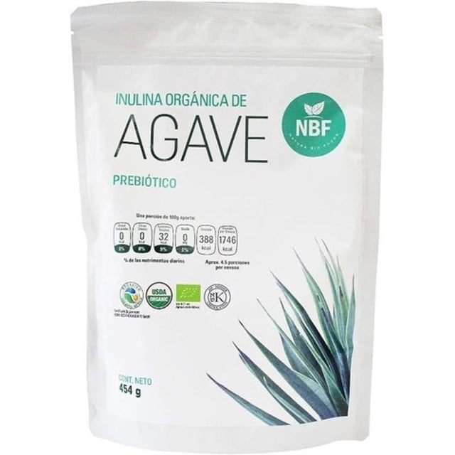 Inulina de Agave NBF Orgánico Polvo Prebiótico Fibra 454gr NBF Inulina de Agave 454gr