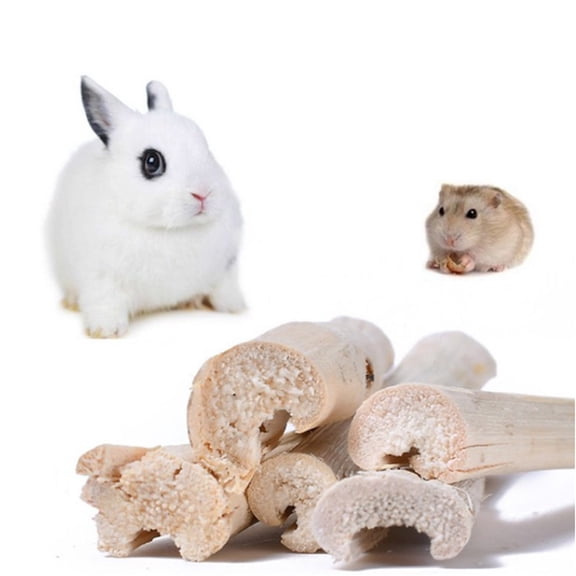 Natural Sweet Bamboo Chew Sticks for Small Pets, 1 Pound (approx. 40 Sticks) Hamster Rabbit Guinea Pig Wooden Chew Toys for Teeth Grinding, Yellow