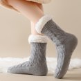 thumbnail image 5 of Fabrcox Womens Fuzzy House Slipper Socks, Thick Plush Brushed Edge, Non Skid Grips Fluffy Winter Indoor Socks, Warm Loungewear Socks for Sleeping at Home (Dark Gray), 5 of 7